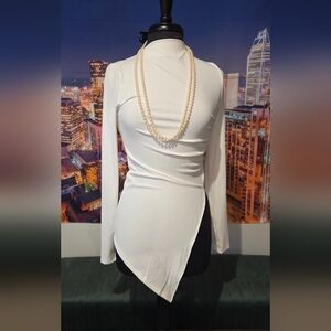 Fashion Nova White Asymmetrical Top